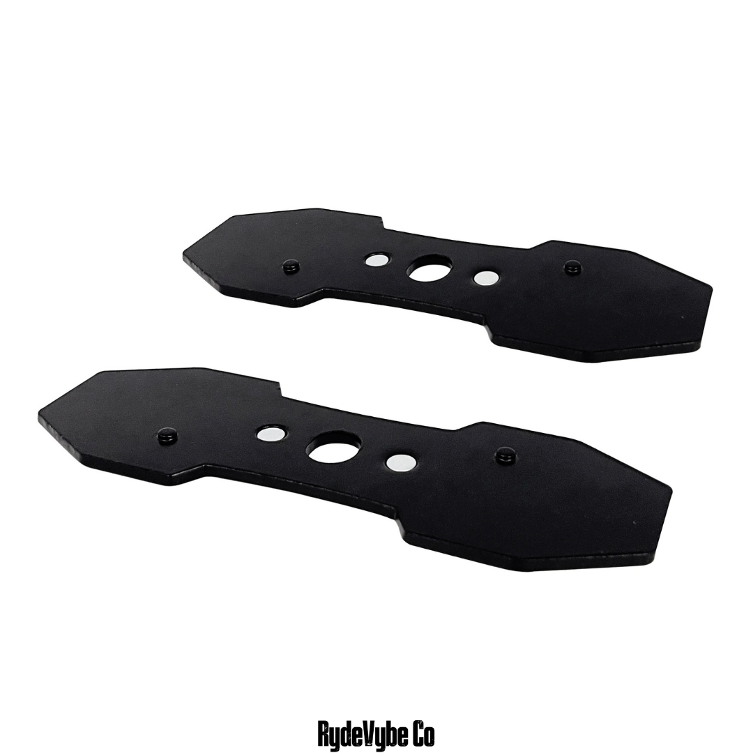 Two black plastic components on a white background with 'RydeVybe Co' branding.