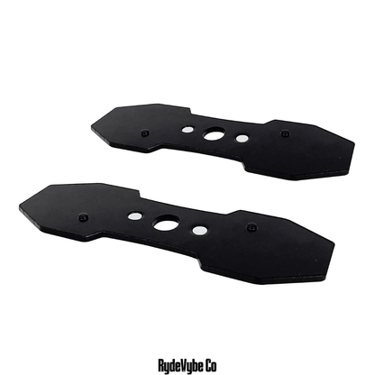 Two black plastic components on a white background with 'RydeVybe Co' branding.